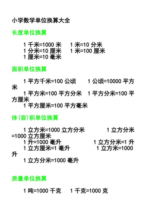 长度单位换算表大全(不同单位之间的换算表)