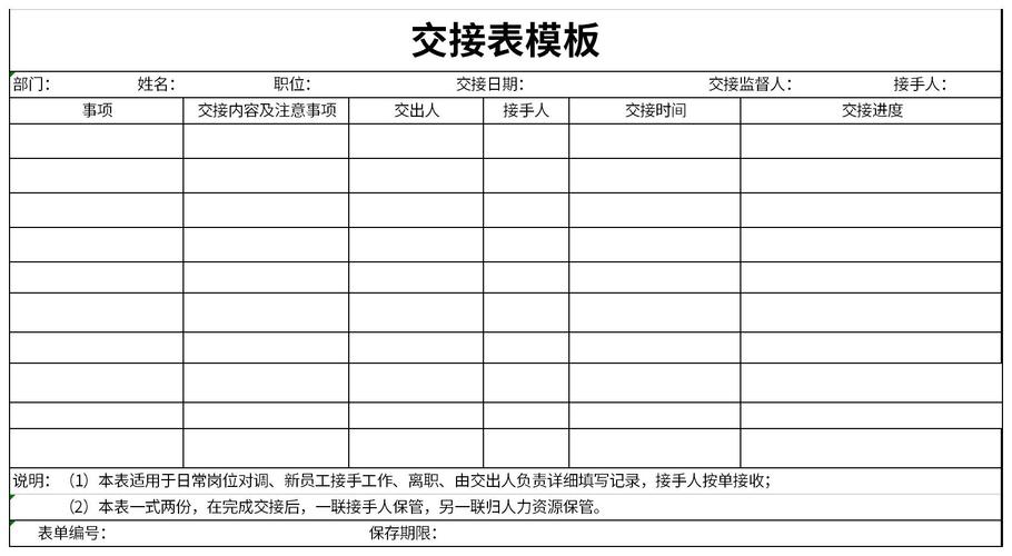 软件移交表(移交表格模板)