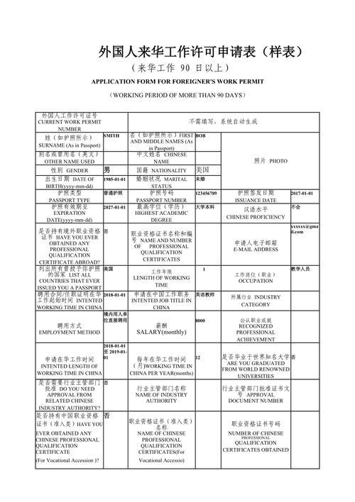 工作管理系统(外国人来华工作申请)